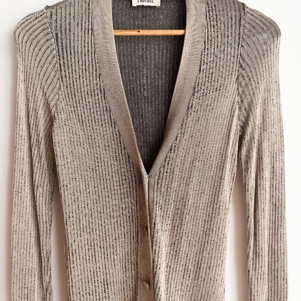 L'AGENCE Millie Cardigan Beige S - Picture 3 of 8